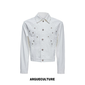 Floral Embroidered Rivet Denim Jacket - product image 5