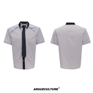 Rhinestone Collar Striped Shirt - product image 5