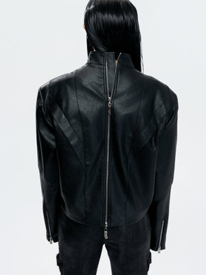 Cropped Matte Faux Leather Rivet Jacket - product image 4