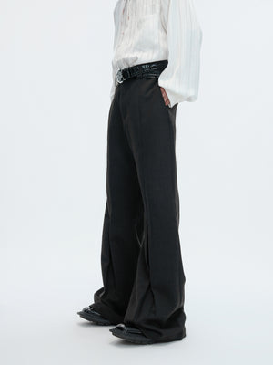 Pleated Wool-Blend Micro-Flare Trousers - product image 3