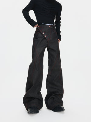 Black Raw Denim Aircraft-Buckle Jacket - product image 3