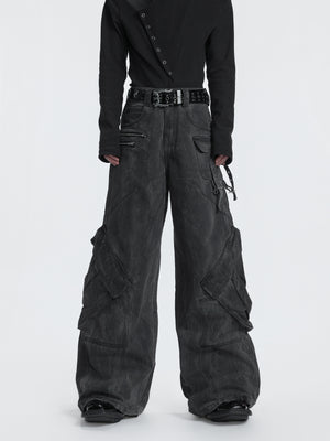 Washed Gray Pocket Utility Jeans - product image 2