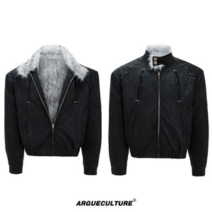 Oversized Faux Leather Fur-Collar Jacket - product image 5