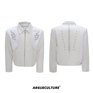 Snake-Texture Studded Cropped Jacket - product image 5