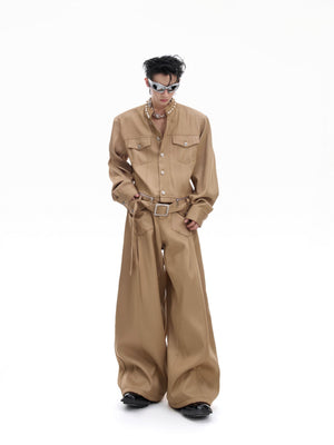 Pearl-Trimmed Collarless Utility Suit - product image 1