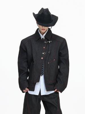 Black Denim Jacket & Straight-Leg Pants - product image 5