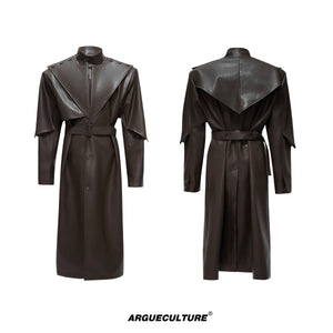 Deconstructed PU Leather Long Coat - product image 5