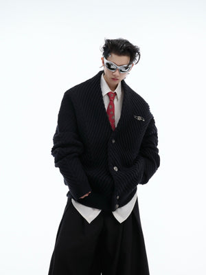Ribbed V-Neck Relaxed Cardigan Sweater - product image 2