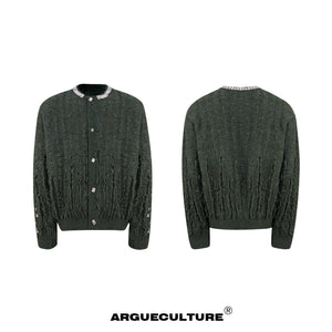 Rhinestone Distressed Knit Cardigan - product image 5
