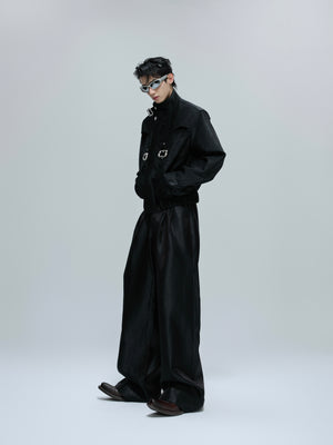 Croc-Texture Cropped Stand-Collar Jacket - product image 4