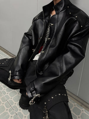 Reversible Python-Pattern Faux Leather Jacket - product image 3
