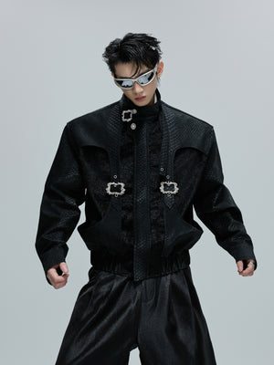 Crocodile-Embossed Cropped Jacket - product image 2