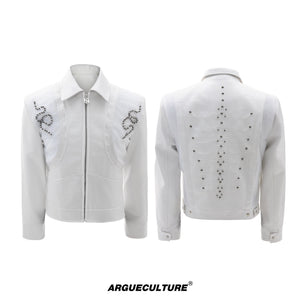 Snake-Texture Studded Cropped Jacket - product image 5