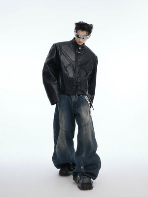 3D Relief Deconstructed PU Jacket - product image 5