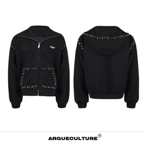 Pearl-Trim Zip Hoodie Jacket - product image 5