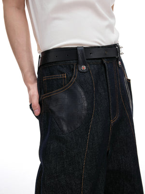 Indigo Denim Leather-Panel Suit - product image 5