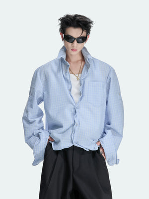 Cropped Check Seersucker Shirt - product image 1