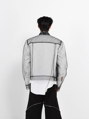 Longline Black Mesh Shirt Jacket - product image 3