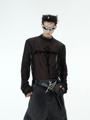 Sheer Logo Mesh Long-Sleeve Top - product image 2