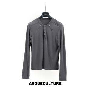 Studded Fitted Henley Long-Sleeve Top - product image 5