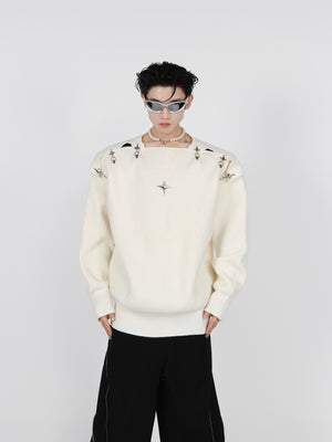 Metal-Buckle Cutout Knit Sweater - product image 5
