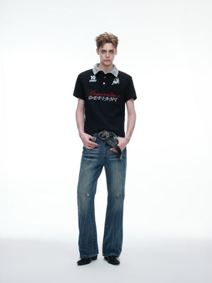 Contrast Embroidered Sequin-Collar Polo - product image 4