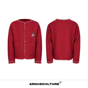 Pearl-Trim Shimmer Knit Cardigan - product image 5