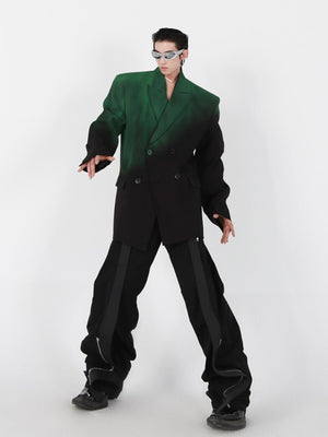 Black Green Gradient Relaxed Blazer - product image 5