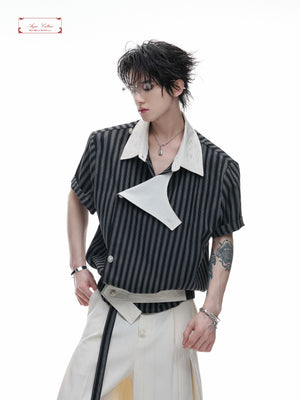 Asymmetric Embroidered Striped Shirt - product image 5