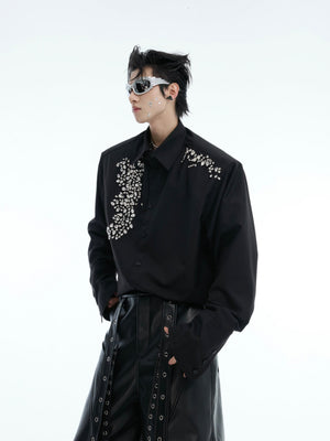 Crystal Shoulder-Pad Cotton Shirt - product image 1
