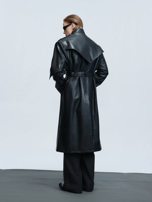 Deconstructed PU Leather Long Coat - product image 5