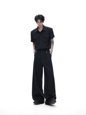 Textured Tie Shirt & Wide-Leg Pants - product image 1