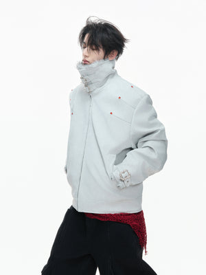 Snake-Embossed Down Leather Jacket - product image 3