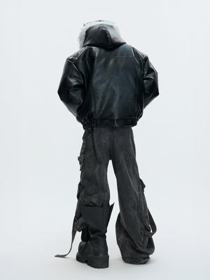 Faux Leather Hooded Jacket - product image 4