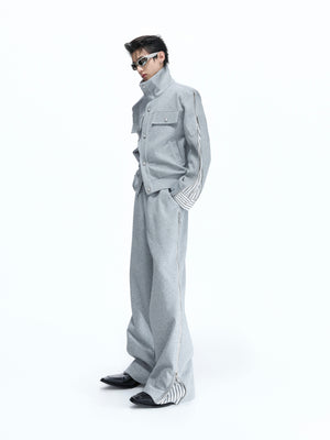 Striped Ribbon Zip Sweatshirt & Flared Pants - product image 3
