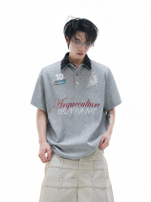 Contrast Embroidered Sequin-Collar Polo - product image 3