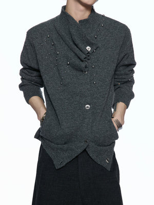 Asymmetric Studded Knit Sweater - product image 1