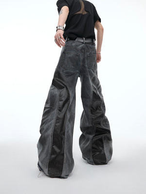 Washed PU-Panel Relaxed Straight Jeans - product image 2
