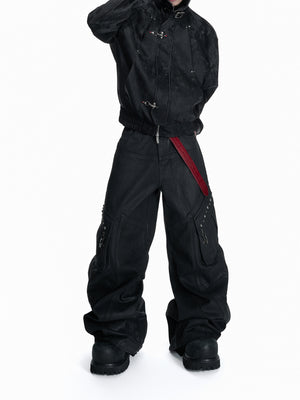 Waxed Black Multi-Pocket Cargo Jeans - product image 5