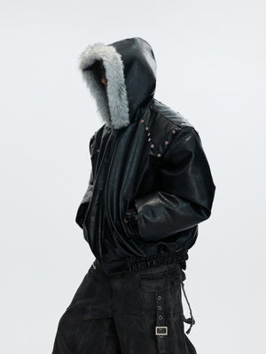 Faux Leather Hooded Jacket - product image 5