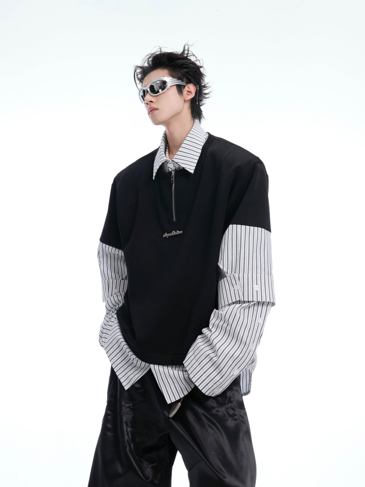 Relaxed Faux-Two-Piece Striped Shirt - product image 1