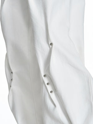Pleated Rivet Straight-Leg Cotton Pants - product image 4