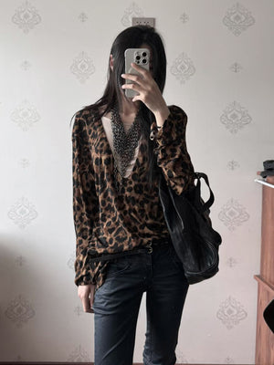Leopard Print Mock Two-Piece Top - product image 5