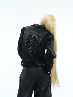 Snake-Texture PU Patchwork Jacket - product image 5