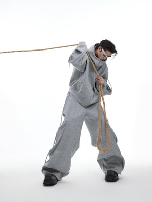 Deconstructed Wide-Leg Drawstring Pants - product image 5