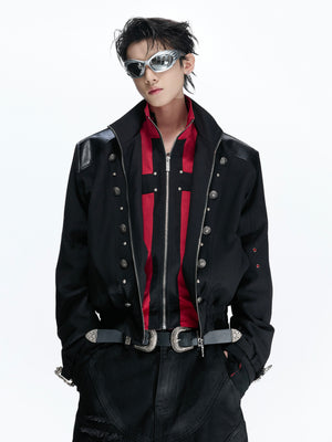 Black-Red Cross Cropped Jacket - product image 1