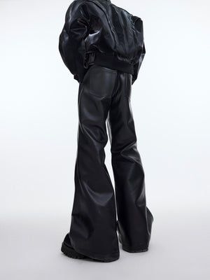 High-Waisted Deconstructed PU Flare Pants - product image 2