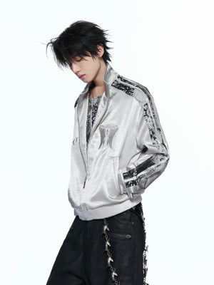 Gray Satin Wing Embroidery Jacket - product image 2