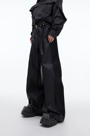 Matte PU Pleated Straight-Leg Pants - product image 5
