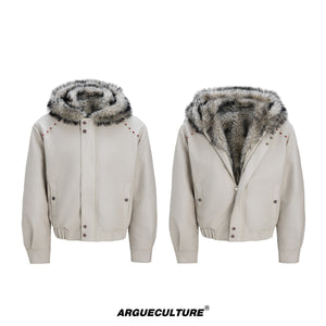 Oversized Hooded Faux Leather Jacket - product image 5